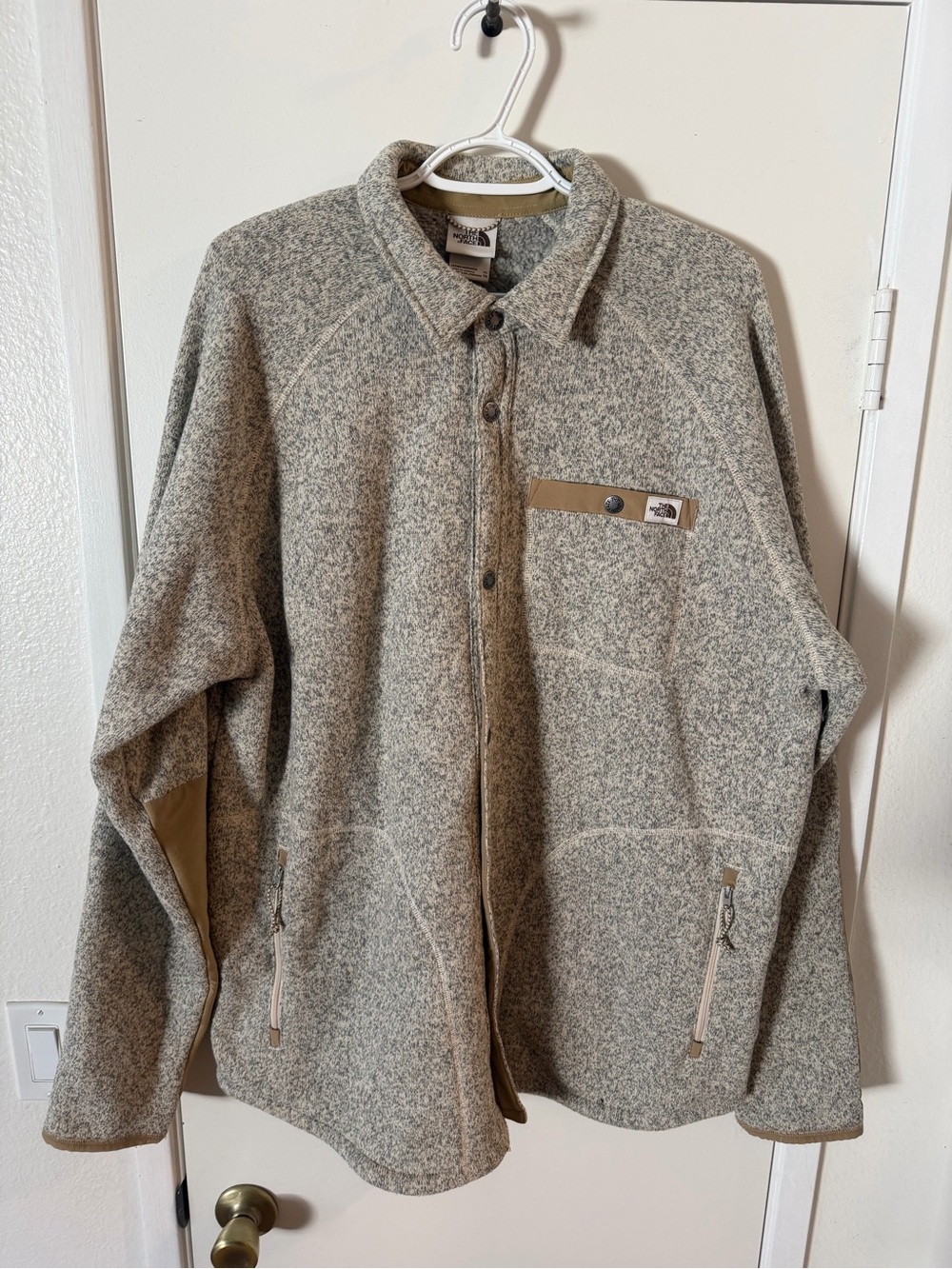The North Face Men’s Heather Gray Snap-Front Fleece Jacket